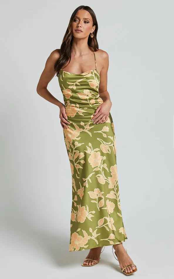 Showpo Aisling Midi Dress 8211 Cowl Neck Satin Bias Midi Dress In Olive Women Dresses Showpo Aisling Midi Dress 8211 Cowl Neck Satin Bias Midi Dress In Olive Women Dresses