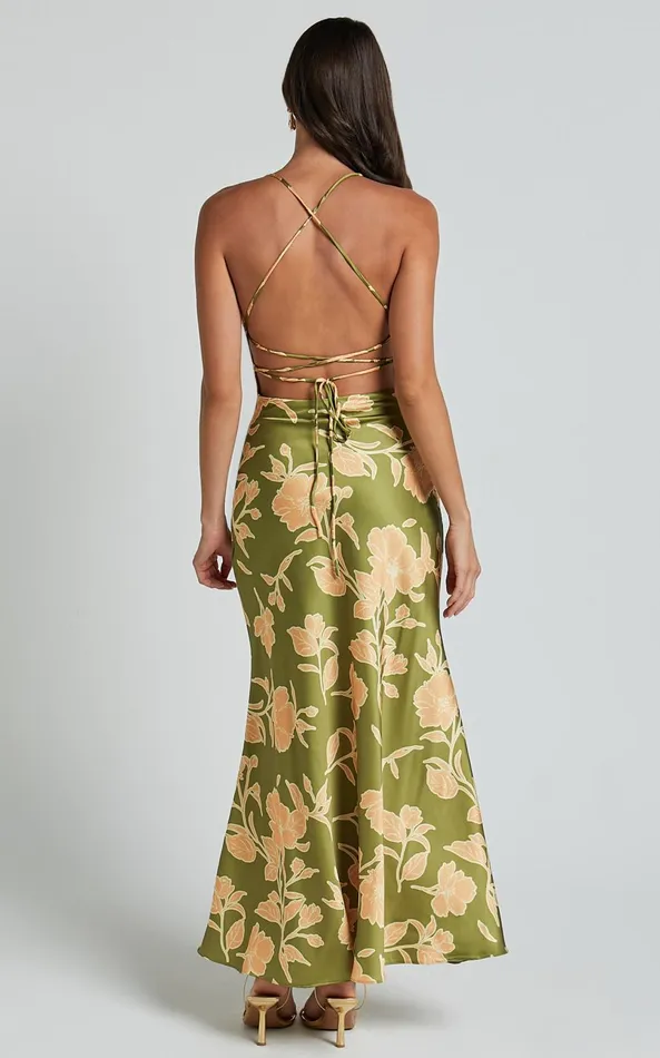 Showpo Aisling Midi Dress 8211 Cowl Neck Satin Bias Midi Dress In Olive Women Dresses