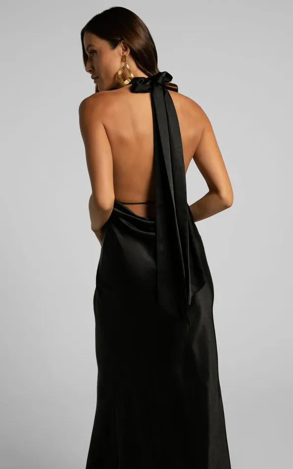 Showpo Aiyana Midi Dress 8211 Halter Neck Satin Dress In Black Women Dresses Showpo Aiyana Midi Dress 8211 Halter Neck Satin Dress In Black Women Dresses