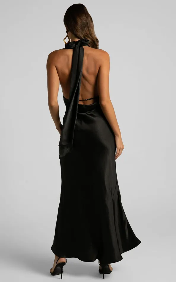 Showpo Aiyana Midi Dress 8211 Halter Neck Satin Dress In Black Women Dresses Showpo Aiyana Midi Dress 8211 Halter Neck Satin Dress In Black Women Dresses