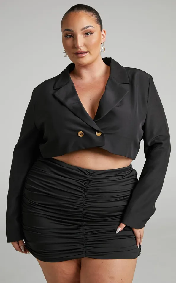 Showpo Ajisa Mini Skirt 8211 Ruched Bodycon Skirt In Black Women Skirts