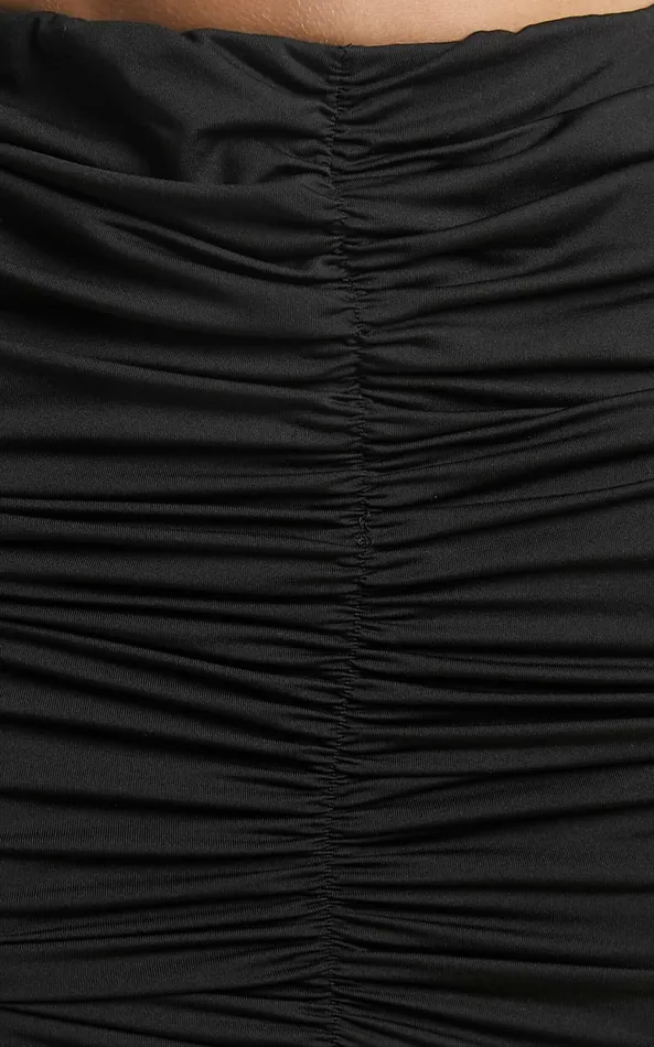 Showpo Ajisa Mini Skirt 8211 Ruched Bodycon Skirt In Black Women Skirts