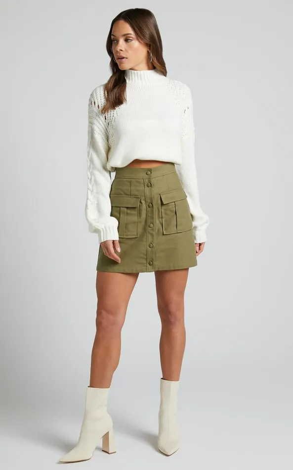 Showpo Akasha Mini Skirt 8211 Utility Skirt In Olive Women Skirts