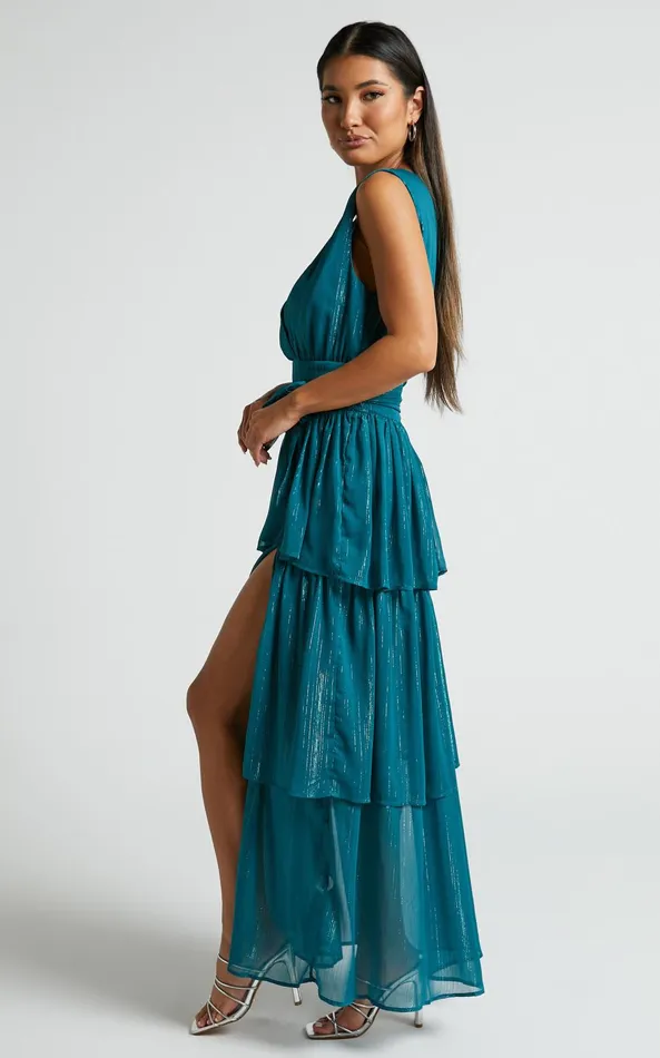 Showpo Alana Midi Dress 8211 Short Sleeve Plunge Aline Dress In Emerald Women Dresses