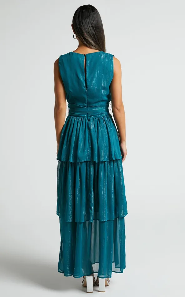 Showpo Alana Midi Dress 8211 Short Sleeve Plunge Aline Dress In Emerald Women Dresses