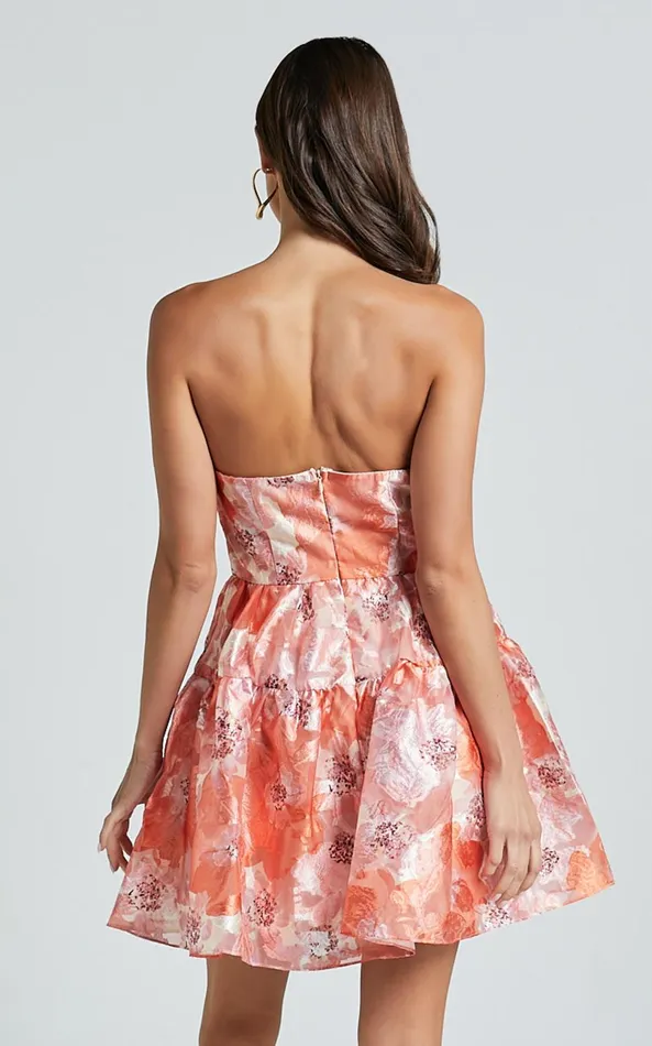 Showpo Alanna Mini Dress 8211 Strapless Tiered Dress In Orange Women Dresses