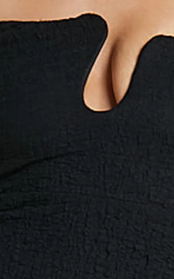 Showpo Alberta Maxi Dress Strapless Bust Detail Textured Dress In Black Women Dresses