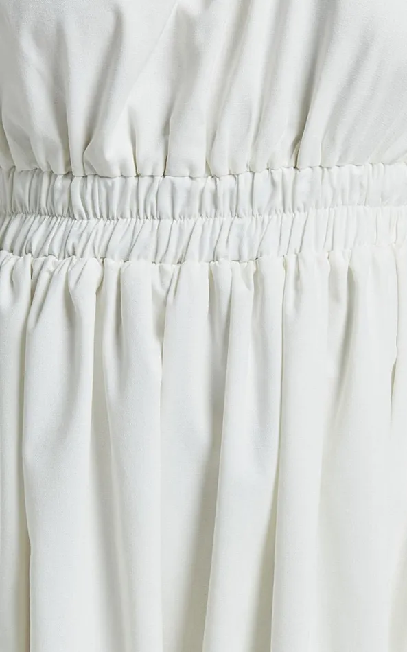 Showpo Alby Midi Dress 8211 One Shoulder Bow Dress With Elasticated Waist In White Women Dresses