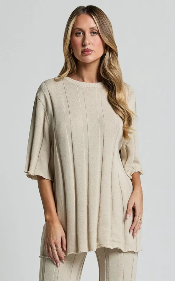 Showpo Alda Top 8211 Oversized Relaxed Crew Neck Knit Top In Cream Women Knitwear Showpo Alda Top 8211 Oversized Relaxed Crew Neck Knit Top In Cream Women Knitwear