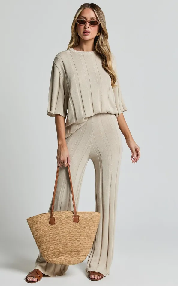 Showpo Alda Top 8211 Oversized Relaxed Crew Neck Knit Top In Cream Women Knitwear