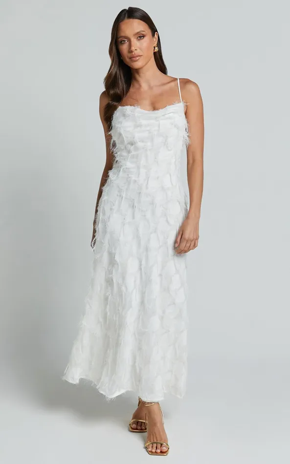 Showpo Aleesha Midi Dress 8211 Textured Cowl Neck Dress In White Women Dresses Showpo Aleesha Midi Dress 8211 Textured Cowl Neck Dress In White Women Dresses