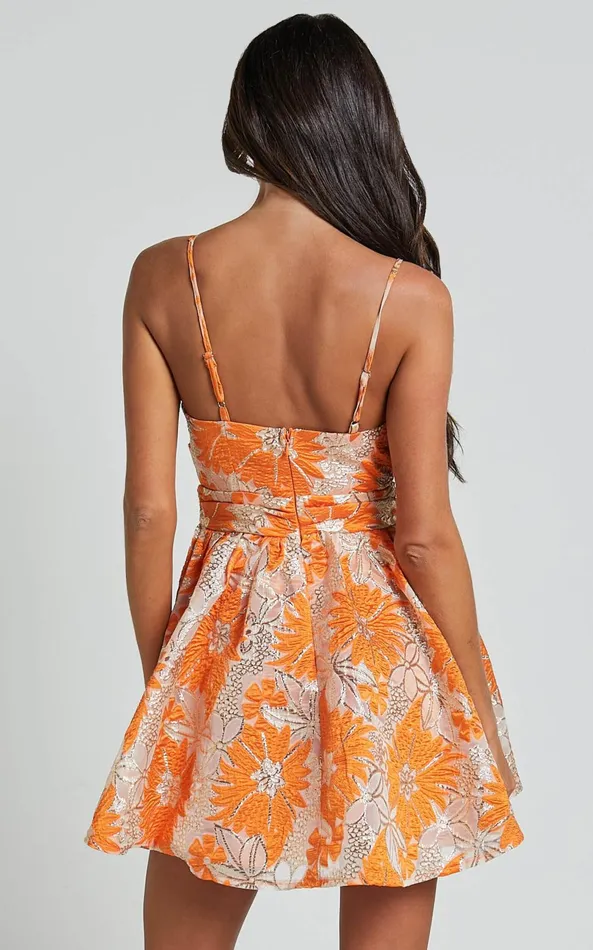 Showpo Alena Mini Dress 8211 Sweetheart Sleeveless Cut Out Front Dress In Orange Women Dresses