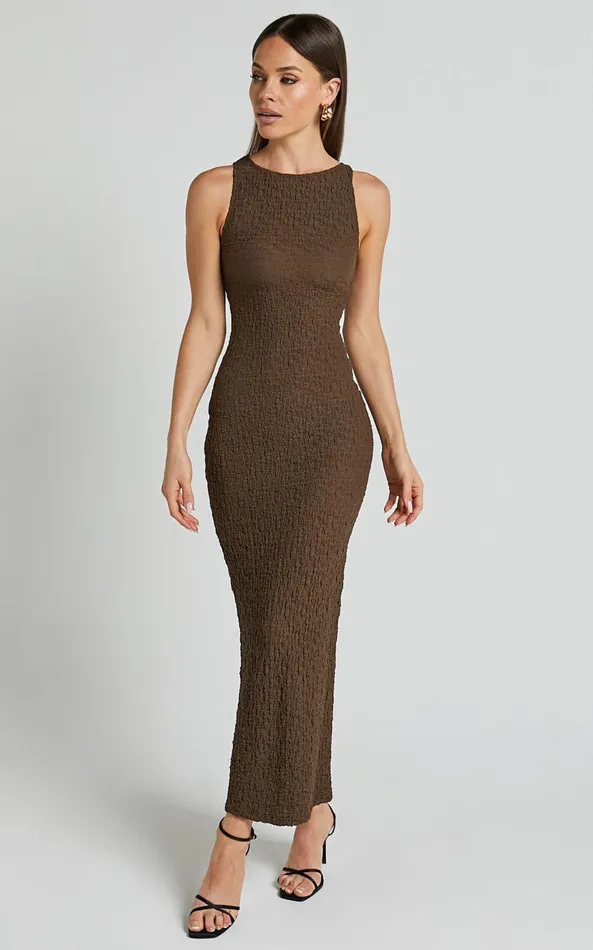 Showpo Alesia Maxi Dress 8211 High Neck Sleeveless Bodycon Dress In Chocolate Women Dresses Showpo Alesia Maxi Dress 8211 High Neck Sleeveless Bodycon Dress In Chocolate Women Dresses