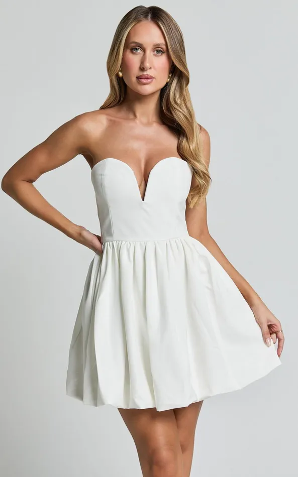 Showpo Alesia Mini Dress 8211 Strapless Bubble Hem Mini Dress In White Women Dresses Showpo Alesia Mini Dress 8211 Strapless Bubble Hem Mini Dress In White Women Dresses