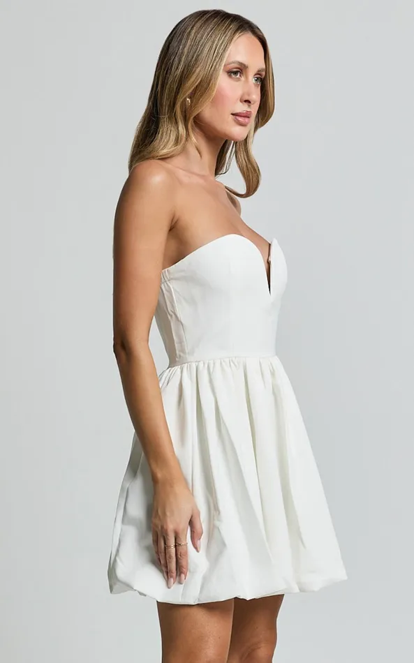 Showpo Alesia Mini Dress 8211 Strapless Bubble Hem Mini Dress In White Women Dresses