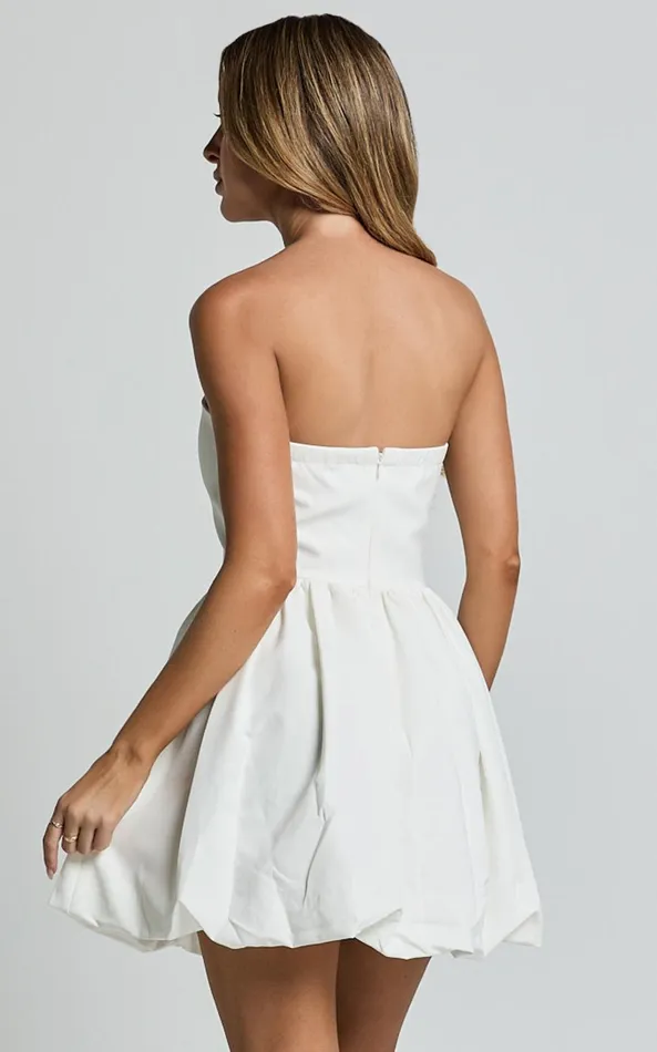 Showpo Alesia Mini Dress 8211 Strapless Bubble Hem Mini Dress In White Women Dresses
