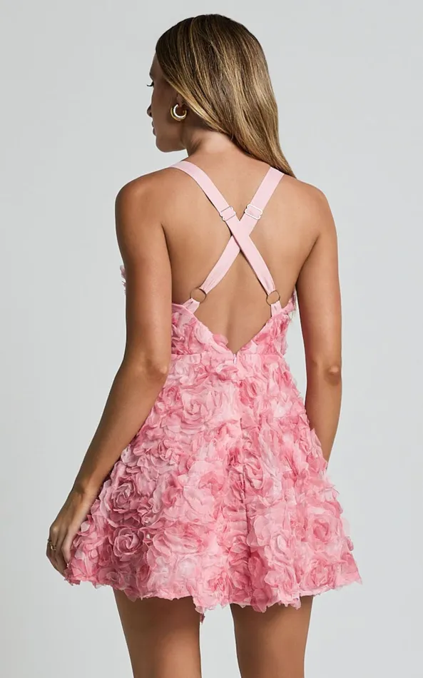 Showpo Alexandria Mini Dress 8211 V Neck Gathered Bust A Line Dress In Pink Women Dresses