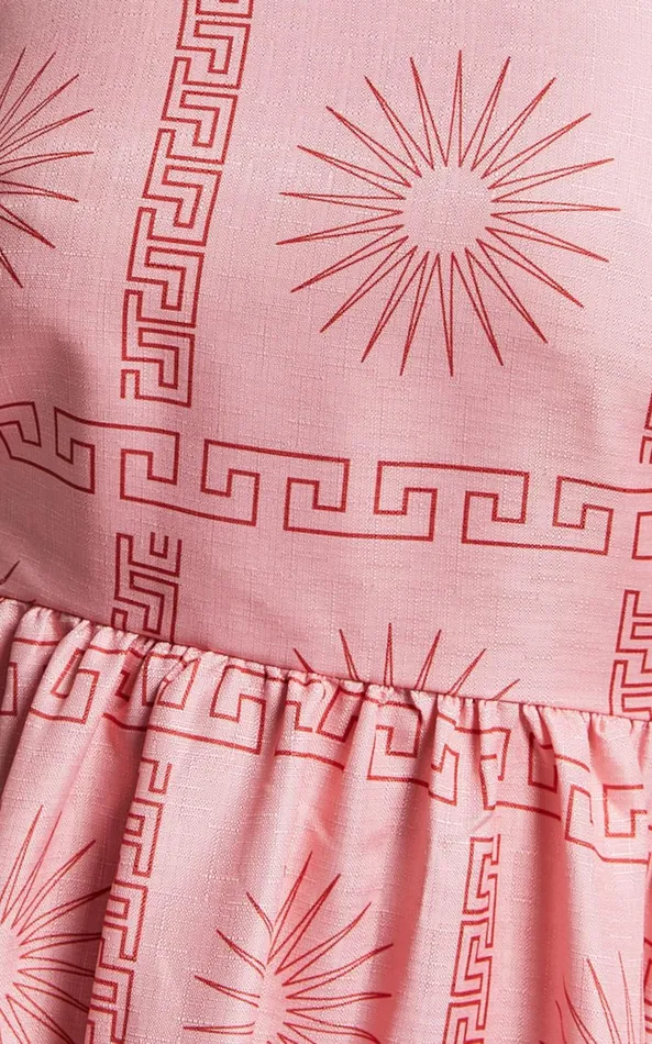 Showpo Alexis Midi Dress 8211 Strappy Straight Neck A Line Dress In Pink Print Women Dresses
