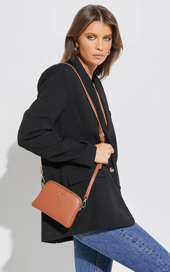 Showpo Alias Mini Crossbody Bag In Tan Women Bags