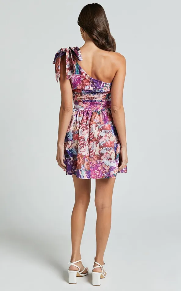 Showpo Alice Mini Dress 8211 One Shoulder Side Cut Out Dress In Vintage Garden Print Women Dresses