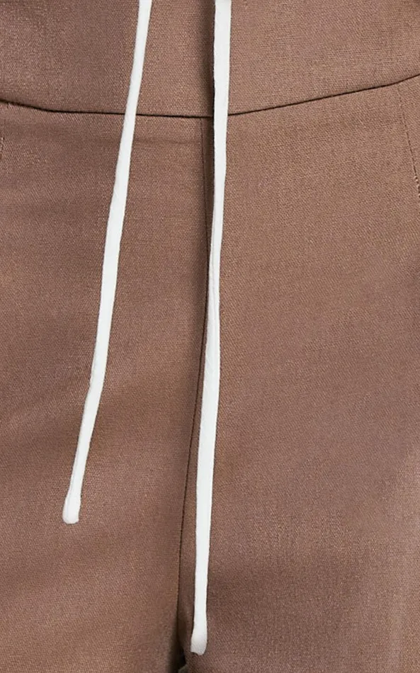 Showpo Alina Pants 8211 Linen Look High Waisted Wide Leg Relaxed Pants In Mocha Women Pants