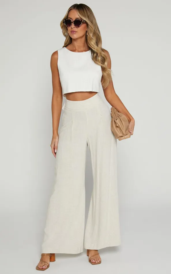 Showpo Alina Pants 8211 Linen Look High Waisted Wide Leg Relaxed Pants In Natural Women Maternity Clothes Showpo Alina Pants 8211 Linen Look High Waisted Wide Leg Relaxed Pants In Natural Women Maternity Clothes