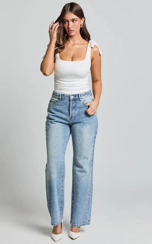 Showpo Alina Top 8211 Tie Shoulder Square Neck Ruched Top In White Women Tops