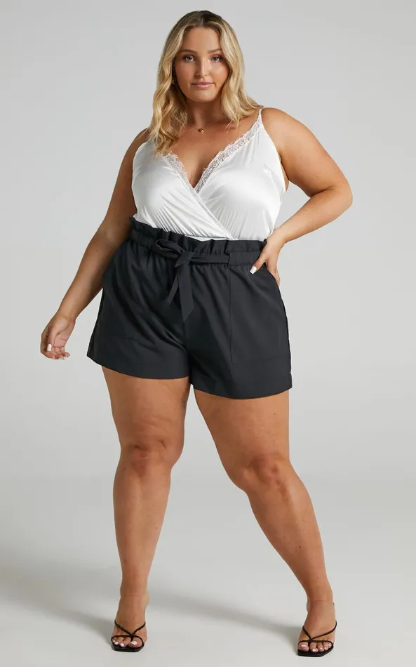 Showpo All Rounder Shorts 8211 Paper Bag Shorts In Black Women Curve Clothes