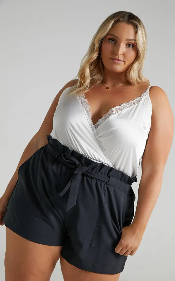 Showpo All Rounder Shorts 8211 Paper Bag Shorts In Black Women Curve Clothes