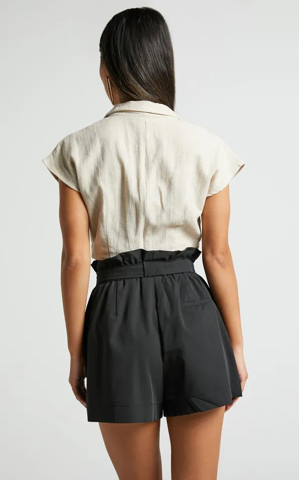 Showpo All Rounder Shorts 8211 Paper Bag Shorts In Black Women Curve Clothes