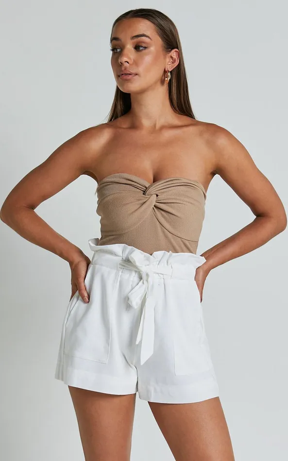 Showpo All Rounder Shorts 8211 Paper Bag Shorts In White Women Shorts