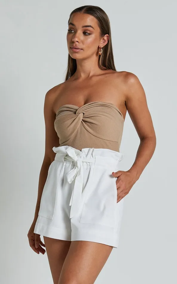 Showpo All Rounder Shorts 8211 Paper Bag Shorts In White Women Shorts