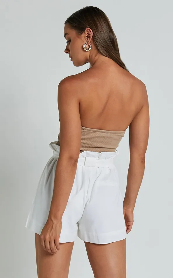 Showpo All Rounder Shorts 8211 Paper Bag Shorts In White Women Shorts