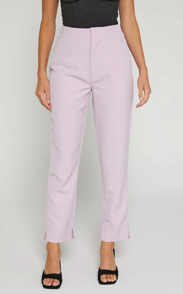 Showpo Allie Cropped Pant 8211 High Waisted Tailored Slim Fit Straight Leg In Lilac Women Pants