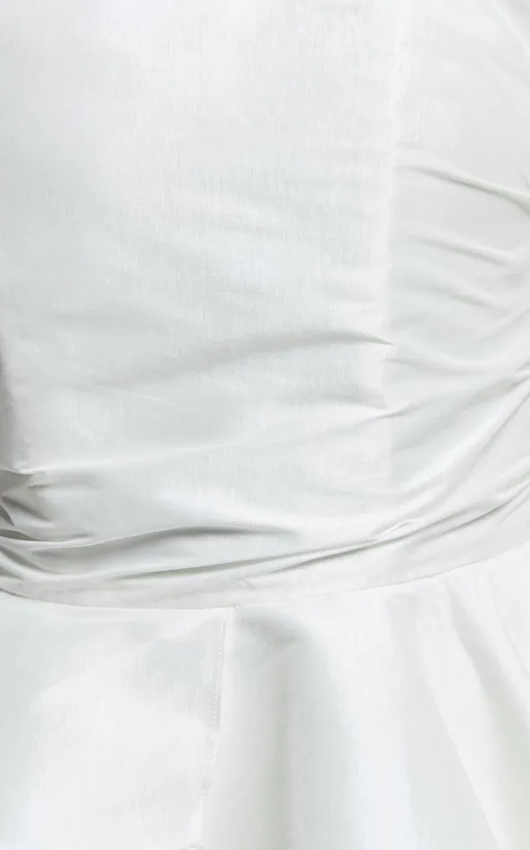 Showpo Allisyn Mini Dress 8211 Strapless Tiered Flare Dress In White Women Dresses