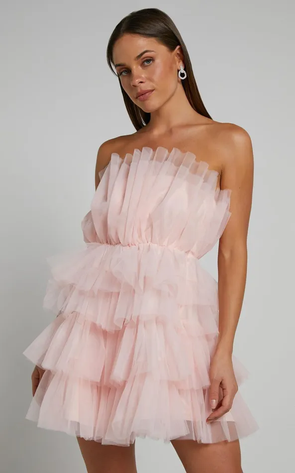 Showpo Allora Mini Dress 8211 Tiered Tulle Fit And Flare Dress In Pale Pink Women Dresses Showpo Allora Mini Dress 8211 Tiered Tulle Fit And Flare Dress In Pale Pink Women Dresses