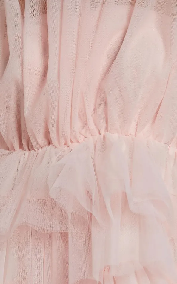 Showpo Allora Mini Dress 8211 Tiered Tulle Fit And Flare Dress In Pale Pink Women Dresses