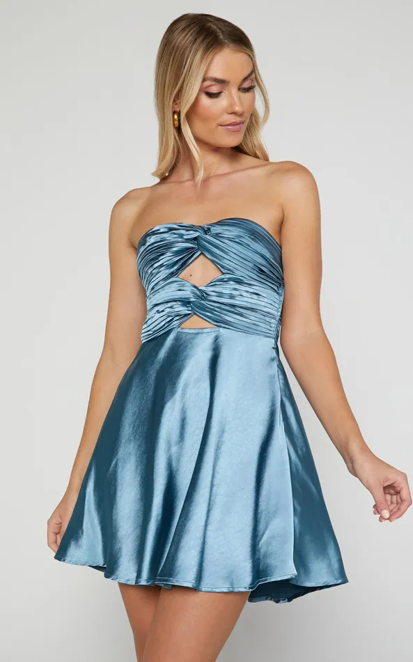 Showpo Almaeh Mini Dress 8211 Twist Front Cut Out Strapless Slip Dress In Steel Blue Women Dresses Showpo Almaeh Mini Dress 8211 Twist Front Cut Out Strapless Slip Dress In Steel Blue Women Dresses