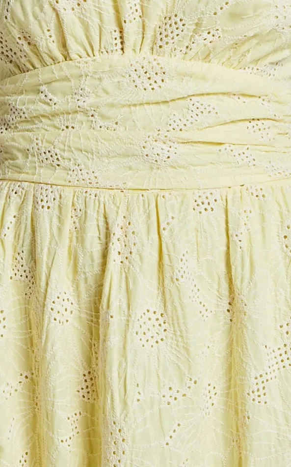 Showpo Alora Midi Dress 8211 High Neck Sleeveless Dress In Yellow Women Dresses