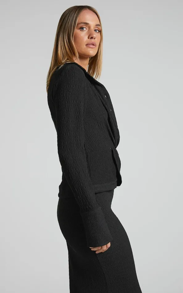 Showpo Althea Top 8211 Knot Front Long Sleeve Top In Black Women Tops Showpo Althea Top 8211 Knot Front Long Sleeve Top In Black Women Tops
