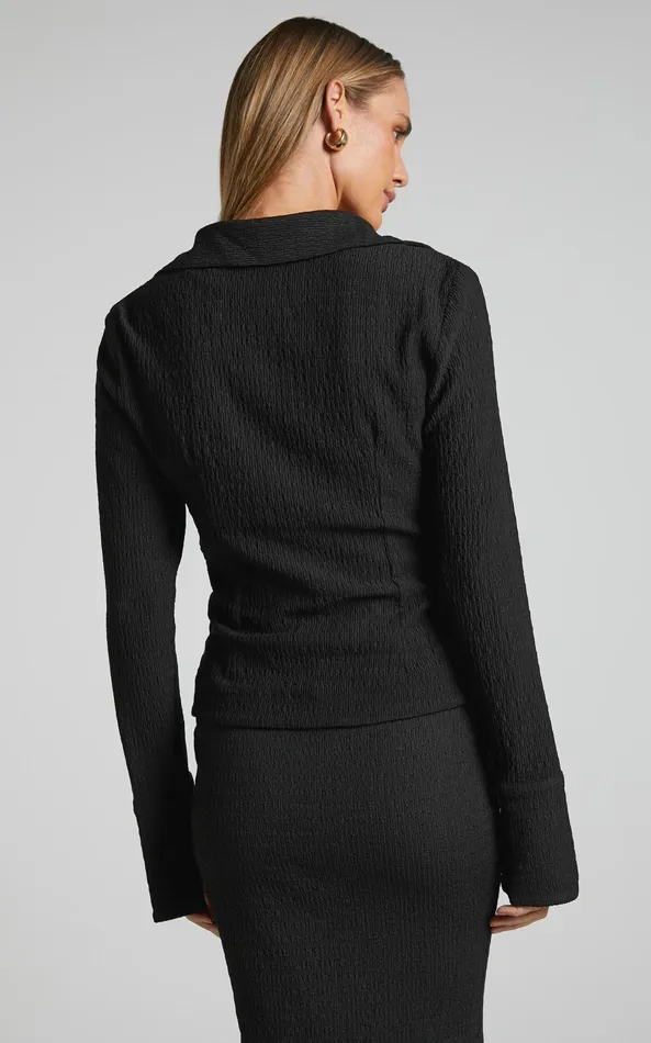 Showpo Althea Top 8211 Knot Front Long Sleeve Top In Black Women Tops Showpo Althea Top 8211 Knot Front Long Sleeve Top In Black Women Tops