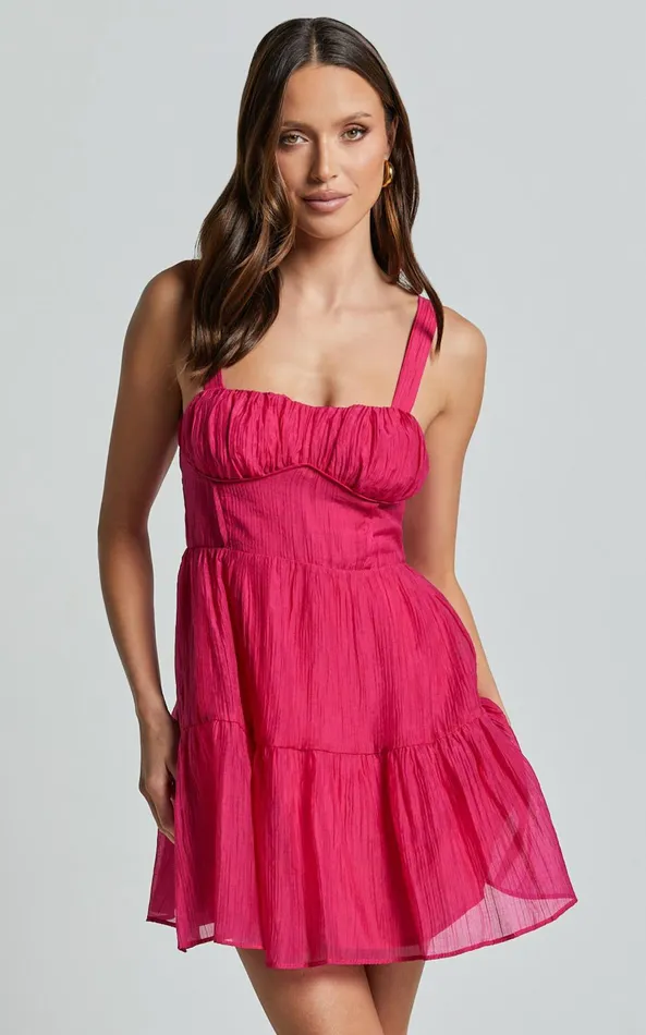 Showpo Alva Mini Dress 8211 Sleeveless Ruched Bust Tiered Dress In Fuchsia Women Dresses Showpo Alva Mini Dress 8211 Sleeveless Ruched Bust Tiered Dress In Fuchsia Women Dresses