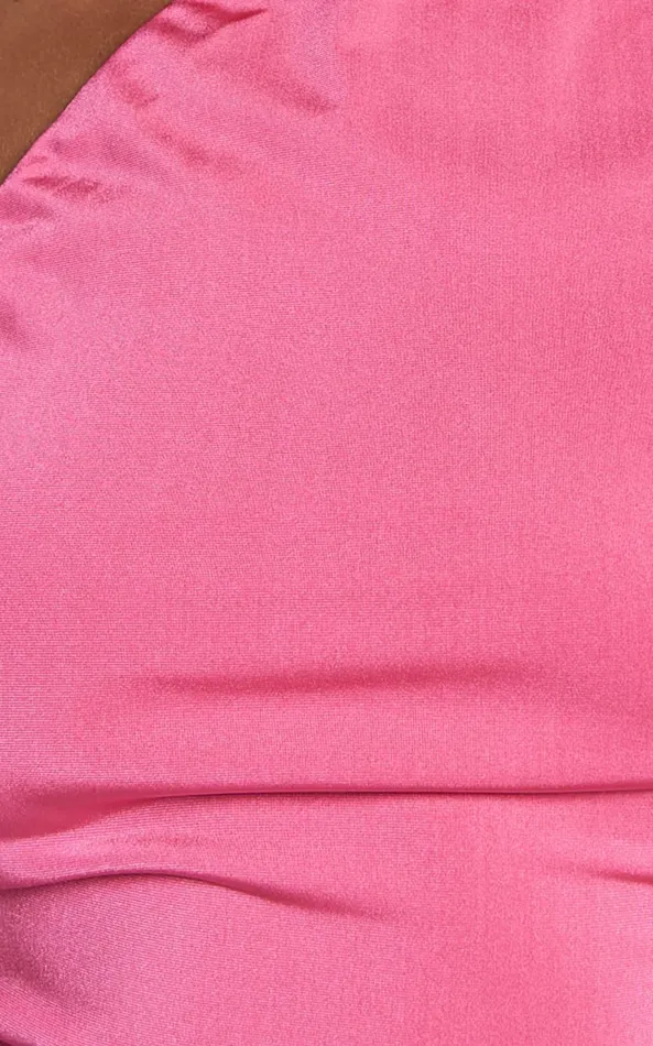 Showpo Alvera Maxi Dress 8211 Rosette Neck Tie Detail Dress In Pink Women Dresses