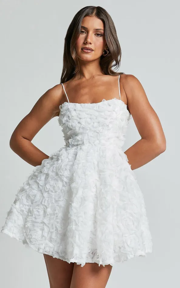 Showpo Alvia Mini Dress 8211 3d Flower Full Skirt Dress In White Women Dresses Showpo Alvia Mini Dress 8211 3d Flower Full Skirt Dress In White Women Dresses