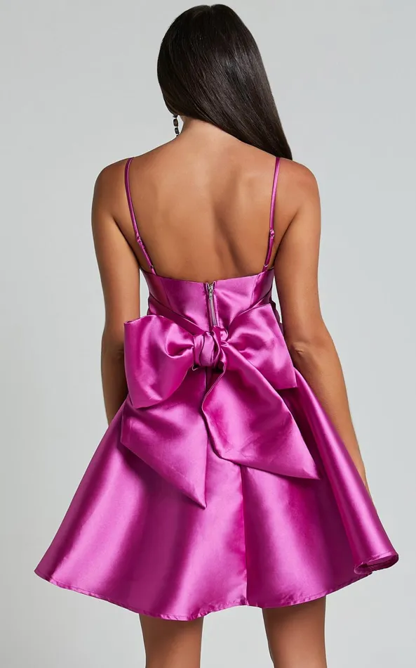 Showpo Alyssa Mini Dress 8211 Strappy Straight Neck With Tie Back Dress In Pink Women Dresses