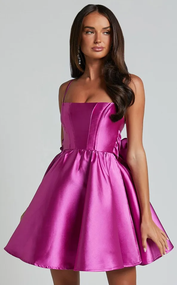 Showpo Alyssa Mini Dress 8211 Strappy Straight Neck With Tie Back Dress In Pink Women Dresses