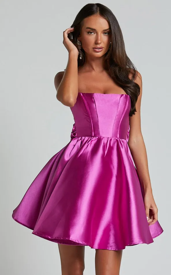 Showpo Alyssa Mini Dress 8211 Strappy Straight Neck With Tie Back Dress In Pink Women Dresses