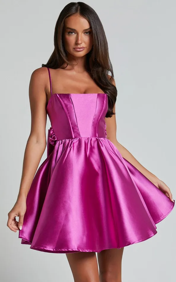 Showpo Alyssa Mini Dress 8211 Strappy Straight Neck With Tie Back Dress In Pink Women Dresses