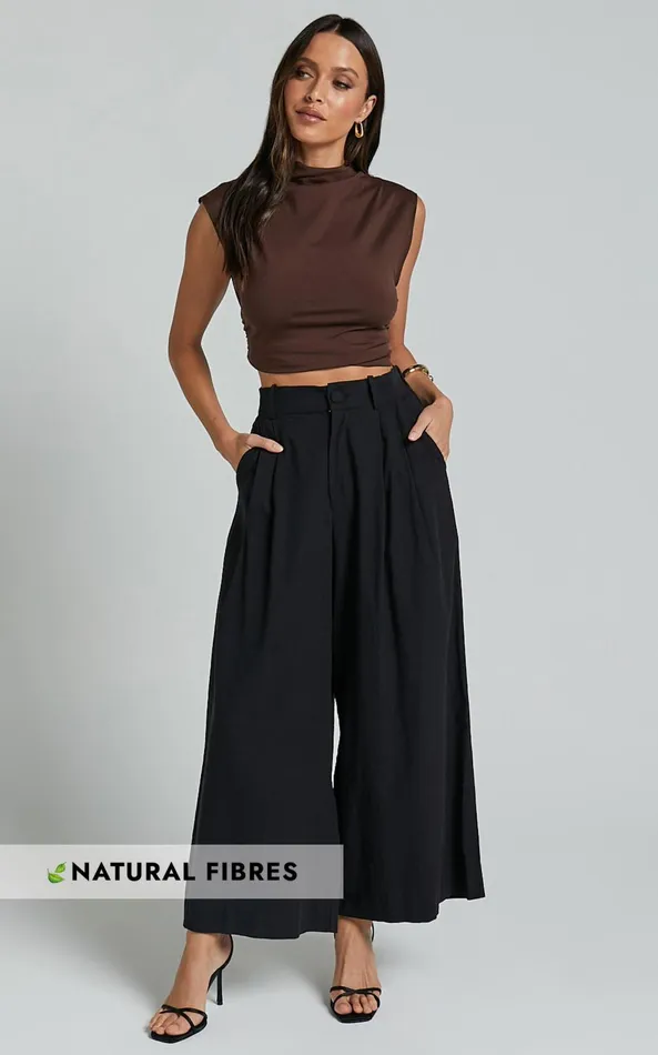 Showpo Alyssum Pants 8211 High Waisted Wide Leg Pants In Black Women Pants