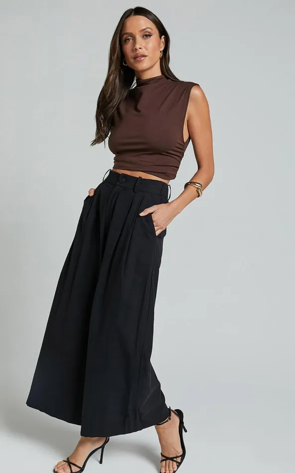 Showpo Alyssum Pants 8211 High Waisted Wide Leg Pants In Black Women Pants